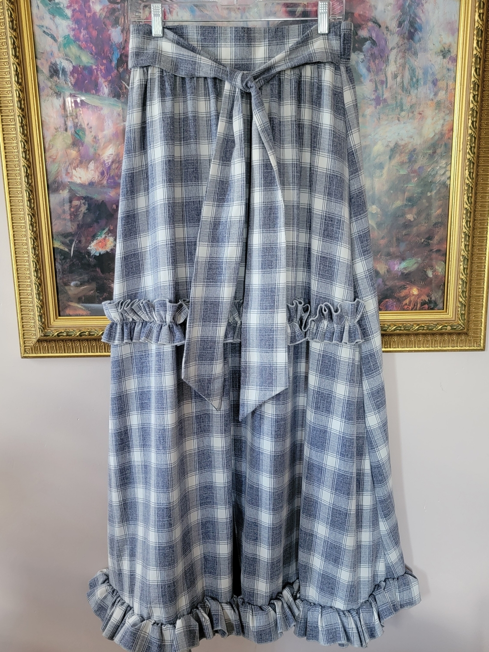 Plaid Cottagecore Full Circle Ruffle Maxi Skirt